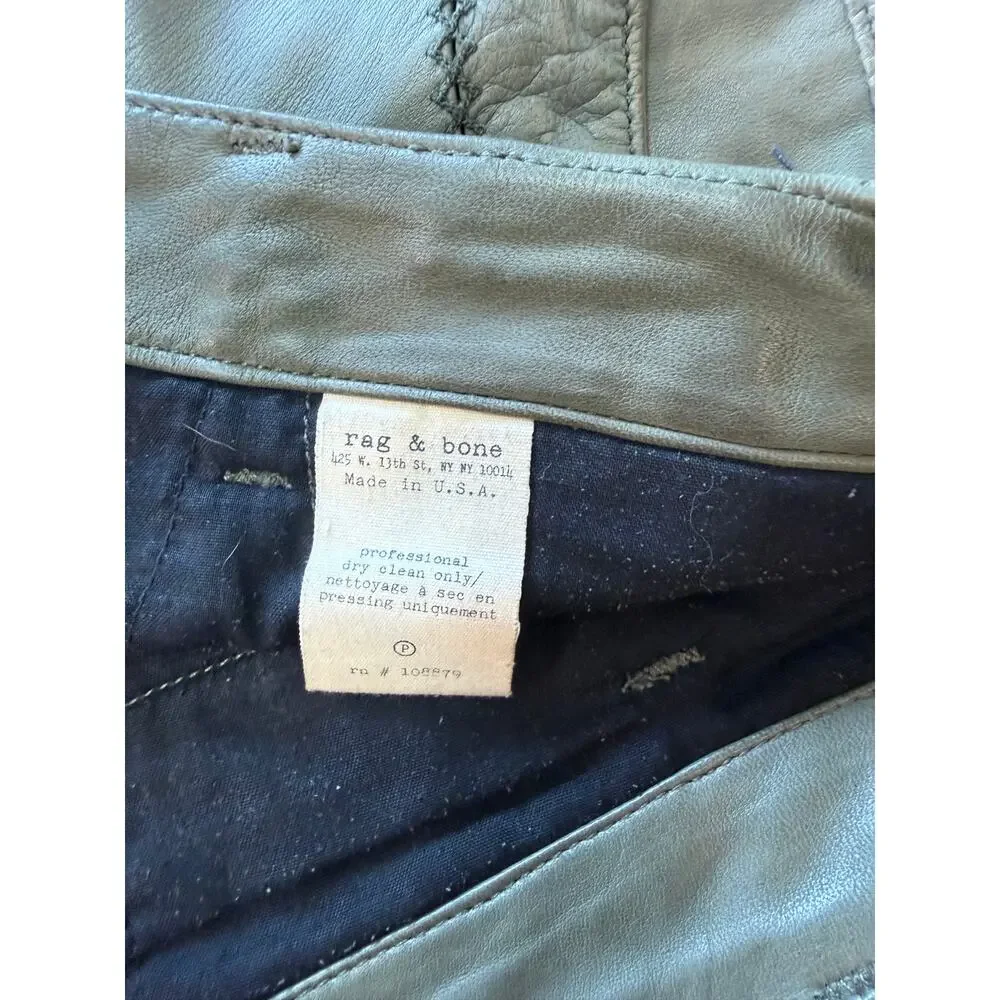 Rag & Bone Olive Green Lambs Leather Shorts - Picture 4 of 8